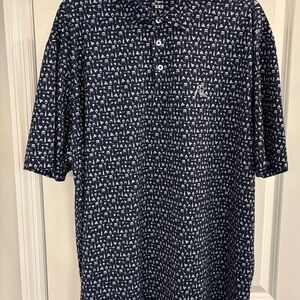 Rhoback Navy Polo RU kidding me print shirt